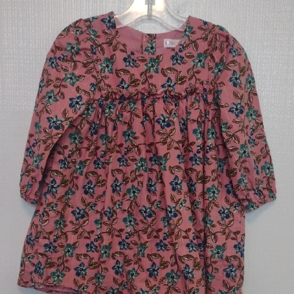 Vintage NannetteBaby Floral Pink Long Sleeve Dress